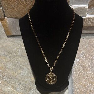 Large Gold LV Medallion Pendant Necklace